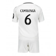 Real Madrid Eduardo Camavinga #6 Hjemmedraktsett Barn 2024-25 Kortermet (+ Korte bukser)